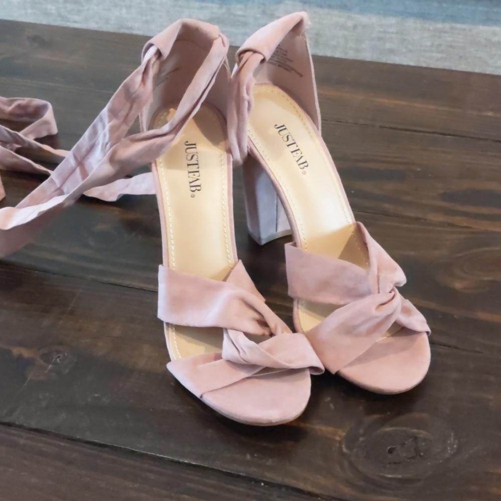 Strap up pink heels